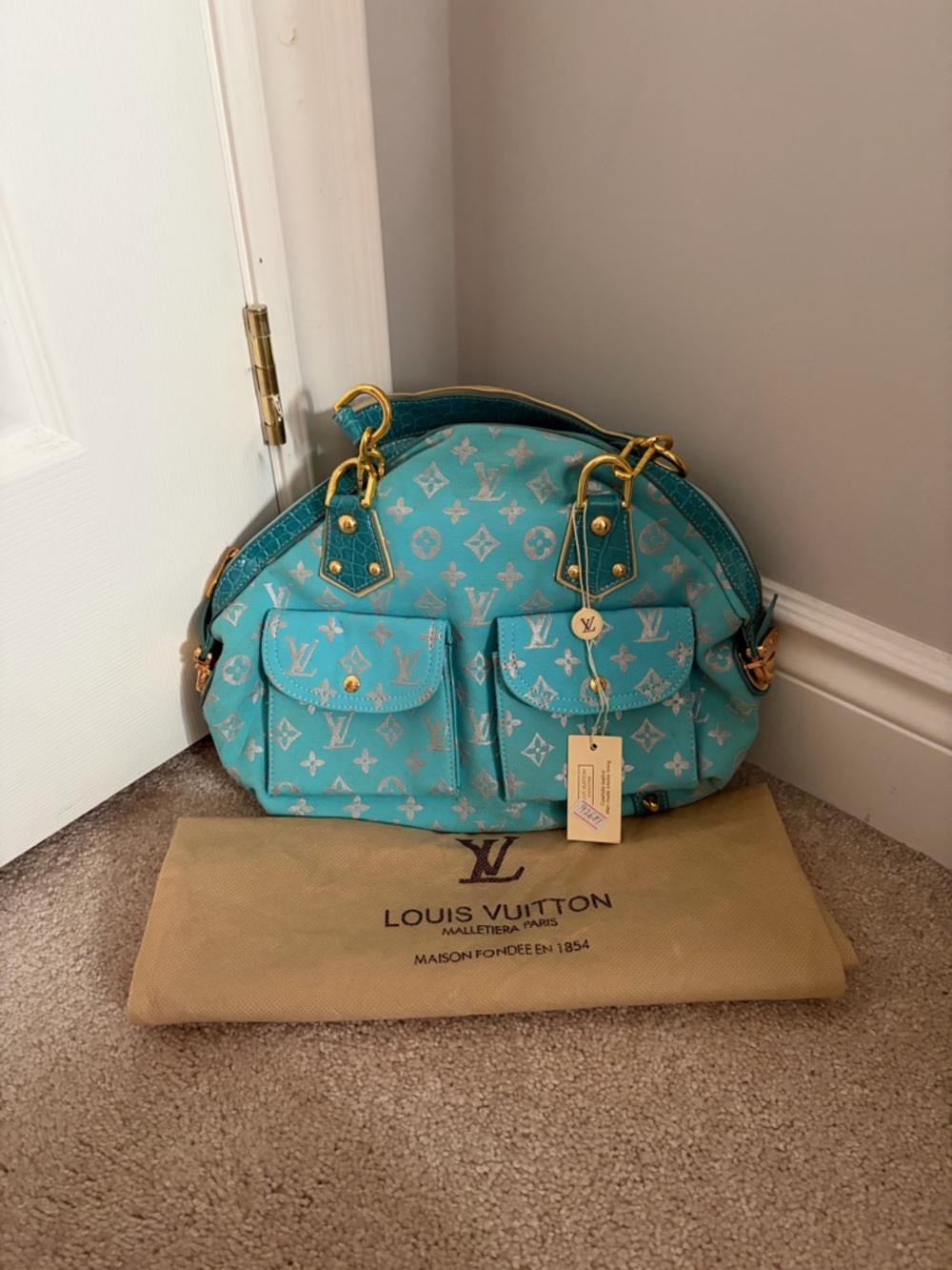 Louis Vuitton Turquoise Monogram Canvas Bag